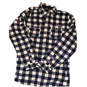 New EDDIE BAUER Mens TL Blue Check Button Up Flannel shirt heavy Warm Outdoor